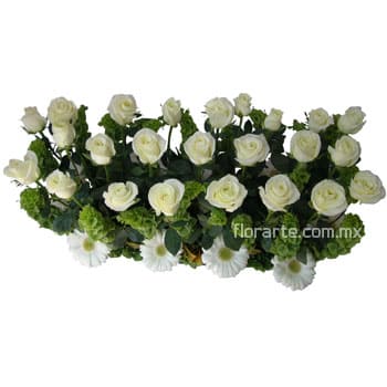 FLORES PARA FUNERAL ROSAS BLANCAS Y GERBERAS L003A (4)