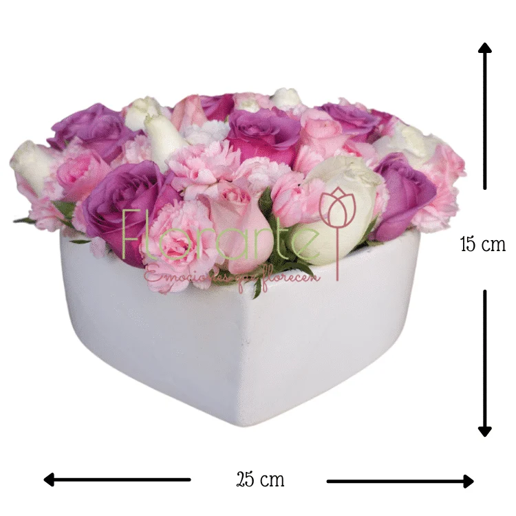 Arreglo Floral: Corazón Tierno Violeta - Imagen 3